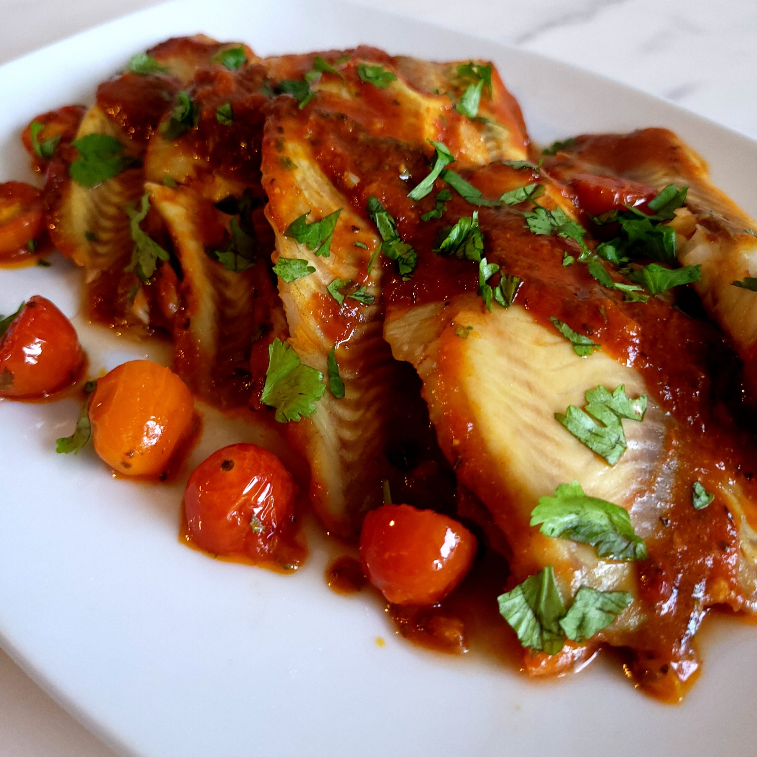 Read more about the article Roasted Tilapia with Red Wine Tomato Sauce and Garlic Mashed Potatoes
