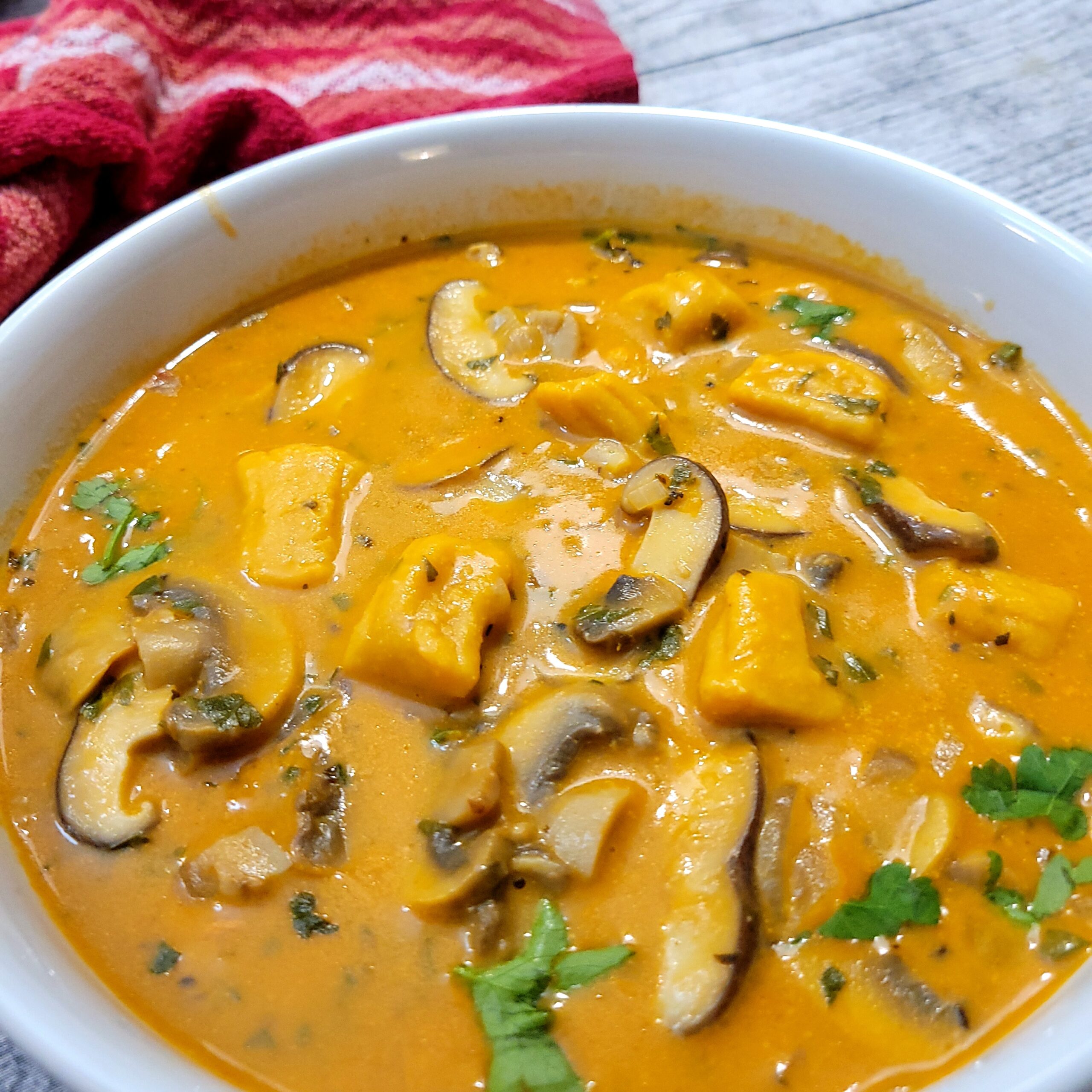 Read more about the article Gluten-Free Cream of Mushroom Soup with Sweet Potato Gnocchi